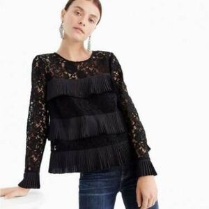 J.Crew Pleated Lace Top